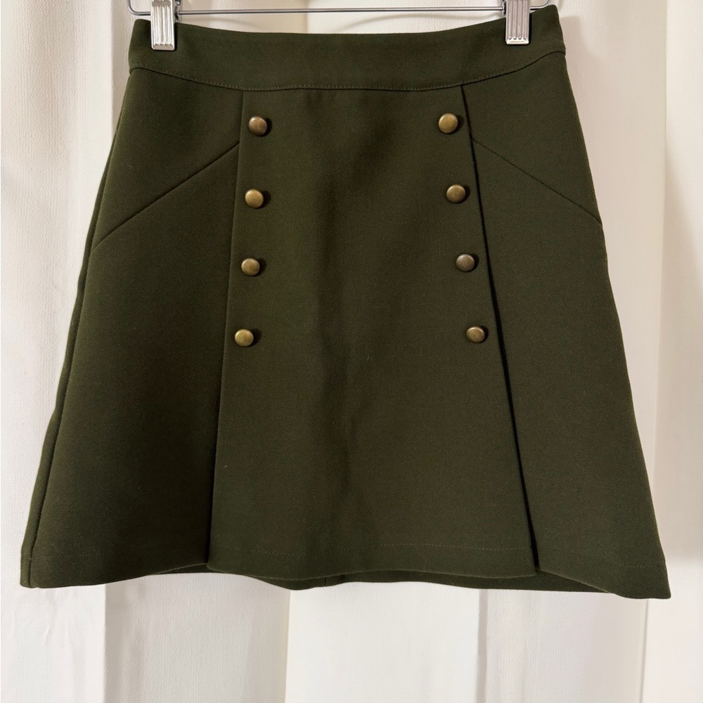 Vintage H&M Dark Green A-Line Skirt with Buttons